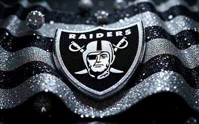 Las Vegas Raiders diamonds logo, 4k, black and white gems background, gems art, Las Vegas Raiders emblem, USA, Las Vegas Raiders, American football, Las Vegas Raiders logo, NFL