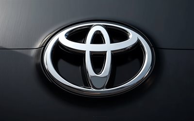 logotipo de toyota, 4k, fondo de metal con estilo gris, signo de toyota, emblema de toyota, logotipo de toyota sobre fondo de metal, autos japoneses, toyota