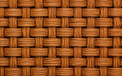 4k, wooden wickerwork background, woven basketry texture, natural textures, weaving textures, wickerwork textures, brown weaving backgrounds, interweaving patterns, wickerwork, wickerwork backgrounds, brown wickerwork background