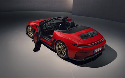 2027, porsche 911 gt3 s c, 4k, vista superior, exterior, porsche 911 gt3 rojo, nuevo porsche 911 gt3, convertible, autos deportivos alemanes, porsche