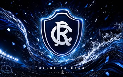 clube do remo, 4k, club de fútbol brasileño, logotipo del clube do remo, arte del futbol, fondo abstracto azul, emblema del clube do remo, serie a brasileña, fútbol americano, brasil, remo