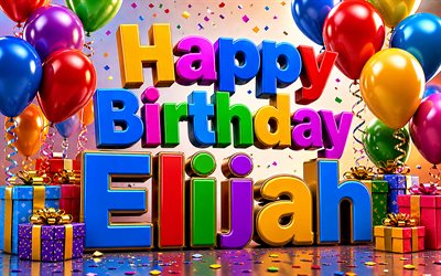 4k, elias feliz aniversário, letras 3d coloridas, nome elias, caixas de presente coloridas, aniversário de elias, balões 3d, nomes masculinos americanos populares, feliz aniversário elias, foto com nome elias, elias