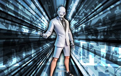 4k, lutador de praia fantasma, fundo de raios azuis, skin de lutador de praia ghost, lutador de praia fantasma fortnite, arte abstrata, skin lutador de praia ghost fortnite, personagens fortnite, fortnite, arte criativa