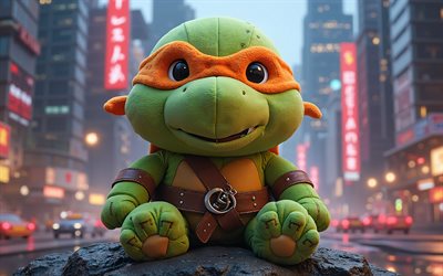 미켈란젤로 거북 봉제 장난감, 도시 스케이프, tmnt, 미켈란젤로, 미켈란젤로 거북이 부드러운 장난감, 십대 돌연변이 닌자 거북이, 미켈란젤로 tmnt, 닌자 거북이, 미켈란젤로 캐릭터