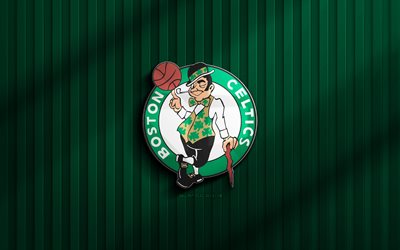 4k, 보스턴 셀틱스 3d 로고, nba, 녹색 3d 배경, 농구, 보스턴 셀틱스 엠블럼, 보스턴 셀틱스 로고, 미국 농구 팀, 보스턴 셀틱스