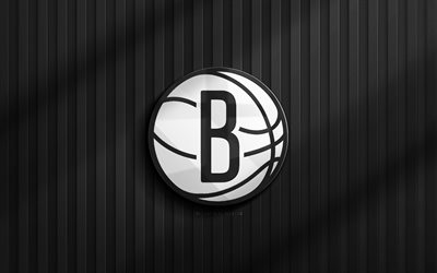 4k, Brooklyn Nets 3D logo, NBA, black 3D background, basketball, Brooklyn Nets emblem, Brooklyn Nets logo, american basketball team, Brooklyn Nets