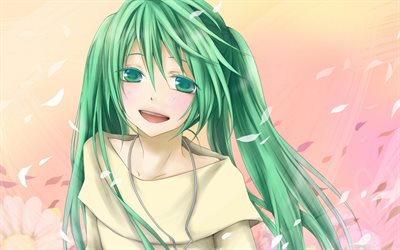 Hatsune Miku, el pelo verde, arte, personajes, Vocaloid