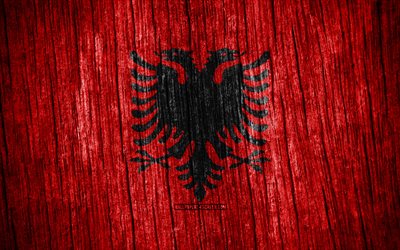 4, albaniens flagga, 4k, albaniens dag, europa, trästrukturflaggor, albanska flaggan, albanska nationella symboler, europeiska länder, albanien