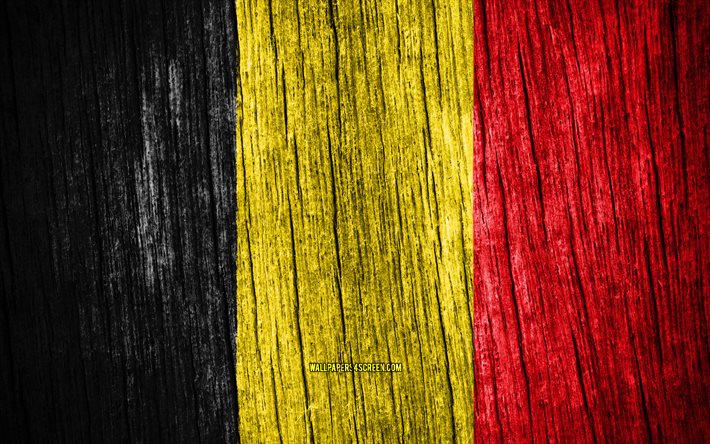 4, ベルギーの旗, 4k, ベルギーの日, ヨーロッパ, 木製のテクスチャフラグ, ベルギーの国家シンボル, ヨーロッパ諸国, ベルギー
