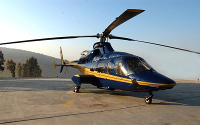 Bell 430, multipurpose helicopters, civil aviation, blue helicopter, aviation, Bell, pictures with helicopter