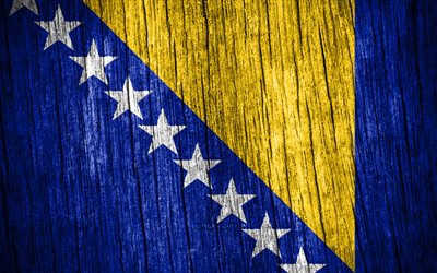 4, Flag of Bosnia and Herzegovina, 4K, Day of Bosnia and Herzegovina, Europe, wooden texture flags, Bosnian flag, Bosnian national symbols, European countries, Bosnia and Herzegovina flag, Bosnia and Herzegovina