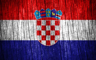 4K, Flag of Croatia, Day of Croatia, Europe, wooden texture flags, Croatian flag, Croatian national symbols, European countries, Croatia flag, Croatia