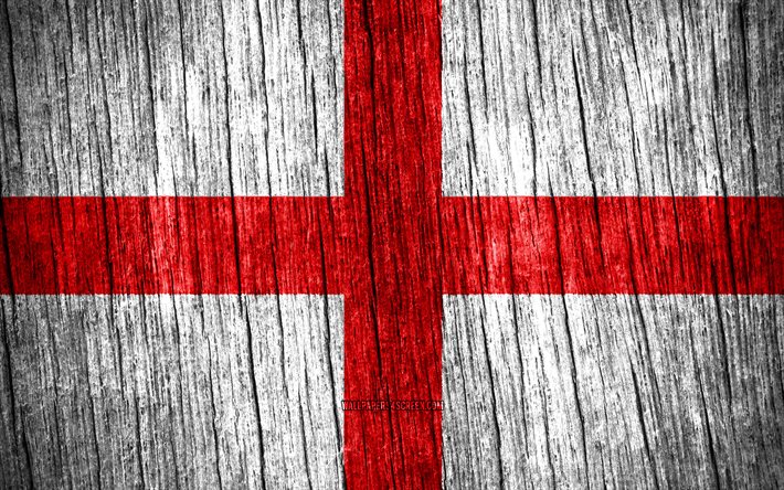 4k, イギリスの旗, イギリスの日, ヨーロッパ, 木製のテクスチャフラグ, 英語の国家記号, ヨーロッパ諸国, イングランド