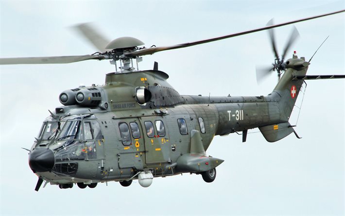 eurocopter as-332b1 super puma, 4k, schweiziska flygvapnet, schweiziska armén, militär transporthelikopter, as-332b1 super puma, flygplan, eurocopter