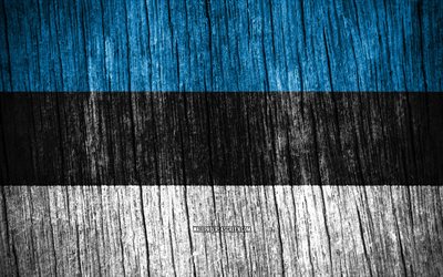 4k, 에스토니아의 국기, 에스토니아의 날, 유럽, 나무 질감 깃발, 에스토니아 국기, 에스토니아 국가 상징, 유럽 국가, 에스토니아