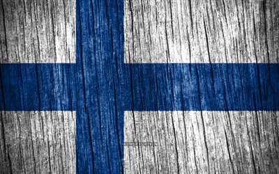 4K, Flag of Finland, Day of Finland, Europe, wooden texture flags, Finnish flag, Finnish national symbols, European countries, Finland flag, Finland