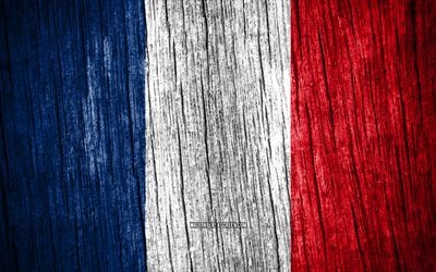 4K, Flag of France, Day of France, Europe, wooden texture flags, French flag, French national symbols, European countries, France flag, France