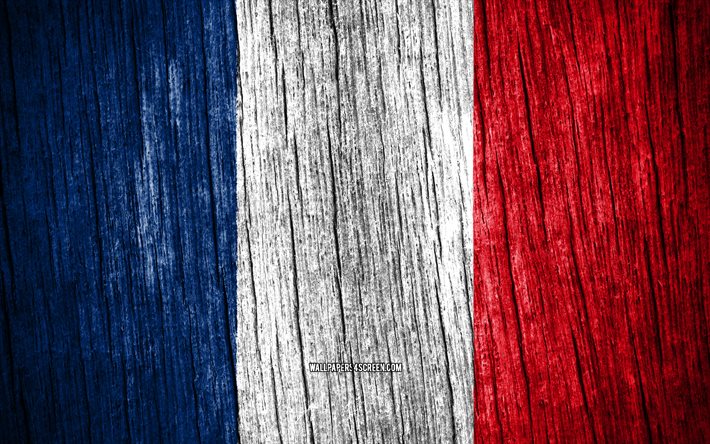 4k, フランスの旗, フランスの日, ヨーロッパ, 木製のテクスチャフラグ, フランスの国家のシンボル, ヨーロッパ諸国, フランス