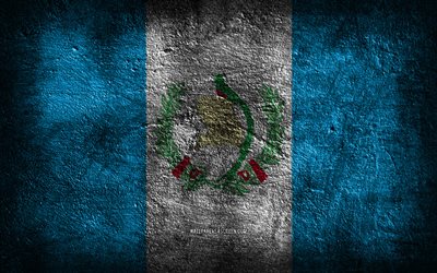4k, guatemala-flagge, steinstruktur, flagge von guatemala, steinhintergrund, grunge-kunst, nationale symbole guatemalas, guatemala