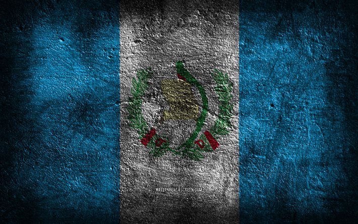 4k, bandeira da guatemala, textura de pedra, pedra de fundo, grunge arte, guatemala símbolos nacionais, guatemala