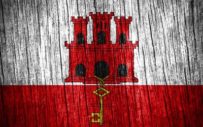 4K, Flag of Gibraltar, Day of Gibraltar, Europe, wooden texture flags, Gibraltar flag, Gibraltar national symbols, European countries, Gibraltar