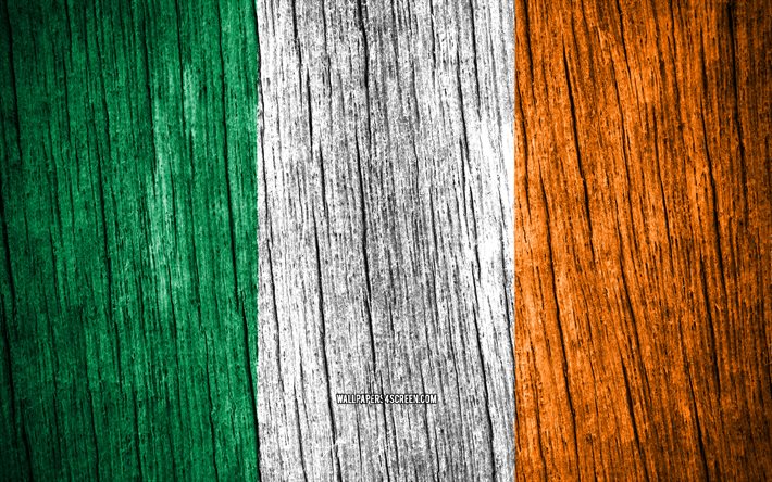 4k, 아일랜드의 국기, 아일랜드의 날, 유럽, 나무 질감 깃발, 아일랜드 국기, 아일랜드 국가 상징, 유럽 국가, 아일랜드