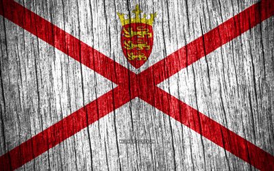 4k, ジャージーの旗, ジャージーの日, ヨーロッパ, 木製のテクスチャフラグ, ジャージーの国家シンボル, ヨーロッパ諸国, ジャージー