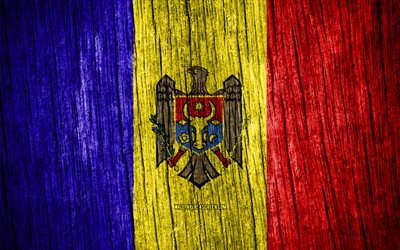 4K, Flag of Moldova, Day of Moldova, Europe, wooden texture flags, Moldovan flag, Moldovan national symbols, European countries, Moldova flag, Moldova