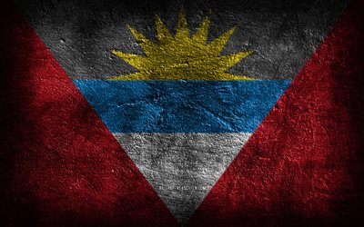 4k, Antigua and Barbuda flag, stone texture, Flag of Antigua and Barbuda, stone background, grunge art, Antigua and Barbuda national symbols, Antigua and Barbuda