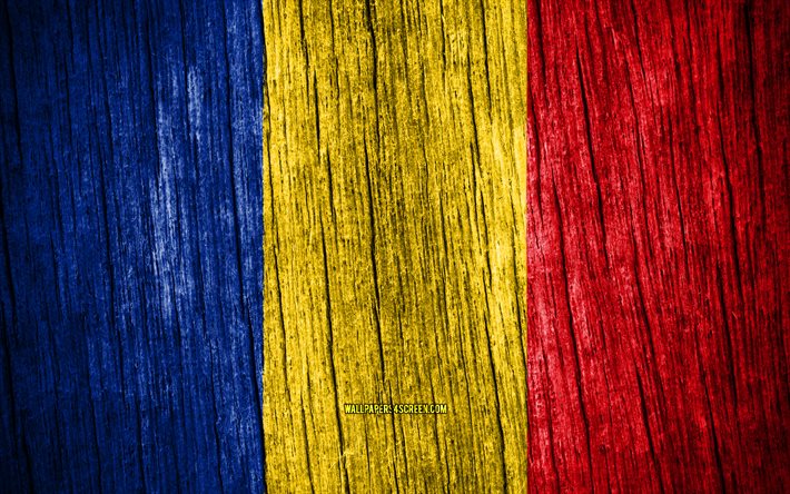 4k, علم رومانيا, يوم رومانيا, أوروبا, أعلام خشبية الملمس, العلم الروماني, الرموز الوطنية الرومانية, الدول الأوروبية, رومانيا