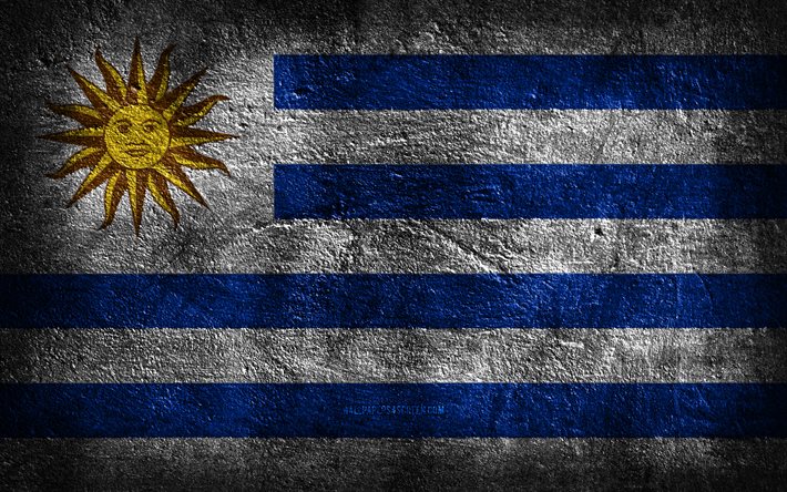 4k, uruguayn lippu, kivirakenne, kivi tausta, grunge-taide, uruguayn kansallissymbolit, uruguay