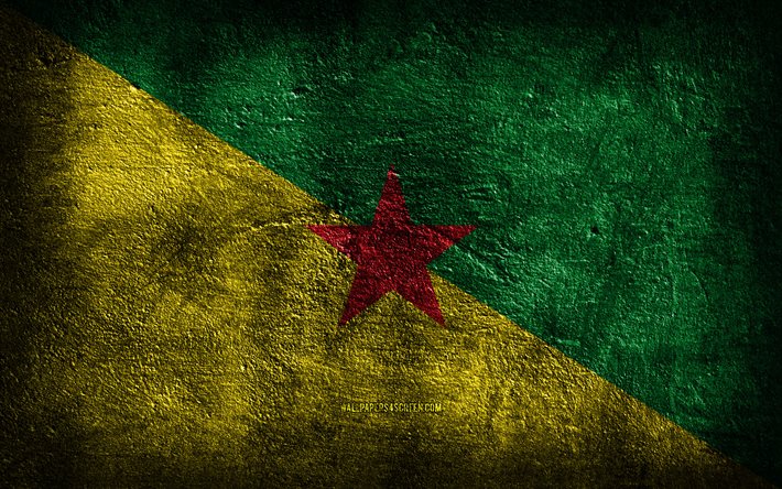 4k, フランス領ギアナの旗, 石の質感, 石の背景, グランジアート, フランス領ギアナの国家シンボル, フランス領ギアナ