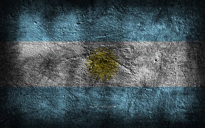 4k, Argentina flag, stone texture, Flag of Argentina, stone background, Argentinean flag, grunge art, Argentine national symbols, Argentina