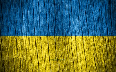 4K, Flag of Ukraine, Day of Ukraine, Europe, wooden texture flags, Ukrainian flag, Ukrainian national symbols, European countries, Ukraine flag, Ukraine