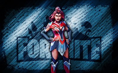 Valor Fortnite, 4k, blue diagonal background, grunge art, Fortnite, artwork, Valor Skin, Fortnite characters, Valor, Fortnite Valor Skin