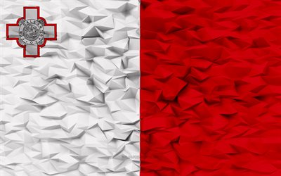 Flag of Malta, 4k, 3d polygon background, Malta flag, 3d polygon texture, 3d Malta flag, Dutch national symbols, 3d art, Malta