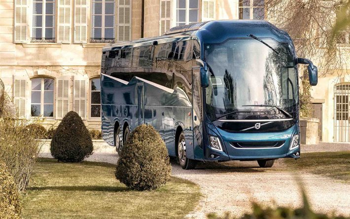 볼보 9900, 2022년, 전면보기, 외부, 여객 버스, 새로운 파란색 볼보 9900, 여객 수송, 버스를, 볼보