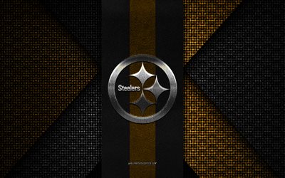 Pittsburgh Steelers, NFL, yellow black knitted texture, Pittsburgh Steelers logo, American football club, Pittsburgh Steelers emblem, American football, Pittsburgh, USA