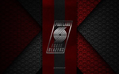Portland Trail Blazers, NBA, red black knitted texture, Portland Trail Blazers logo, American basketball club, Portland Trail Blazers emblem, basketball, Portland, USA