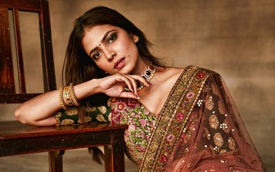 4k, malavika mohanan, retrato, actriz india, bollywood, mujeres indias, mujeres hermosas, sari indio, estrella de bollywood