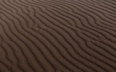 4k, रेत लहराती बनावट, भूरी रेत, 3डी बनावट, रेत की पृष्ठभूमि, रेत लहराती पृष्ठभूमि, रेत बनावट, रेत के साथ पृष्ठभूमि