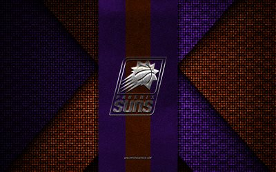 Phoenix Suns, NBA, purple orange knitted texture, Phoenix Suns logo, American basketball club, Phoenix Suns emblem, basketball, Arizona, USA