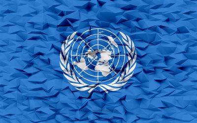 birleşmiş milletler bayrağı, 4k, 3d çokgen arka plan, 3d çokgen doku, bm bayrağı, 3d birleşmiş milletler bayrağı, uluslararası kuruluşların sembolleri, 3d sanat, birleşmiş milletler