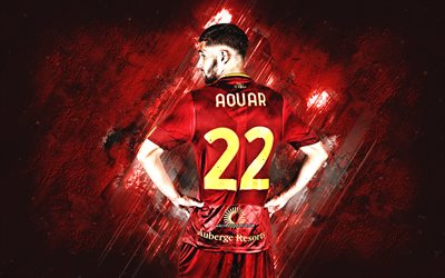 Houssem Aouar, AS Roma, Algerian footballer, burgundy stone background, Serie A, Italy, football