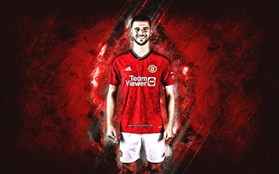 Mason Mount, Manchester United FC, English football player, red stone background, Premier League, England, football