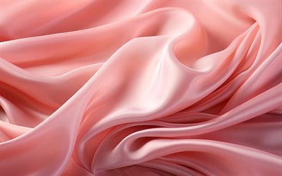 textura de seda rosa, ondas de seda fundo, textura de tecido rosa, tecido de seda rosa com ondas, fundos de tecido, seda rosa