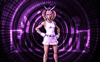 cheerleader fortnite, 4k, fond en spirale violet, fortnite, créatif, peau de pom pom girl, peau de pom pom girl de fortnite, pom pom girl, personnages fortnite