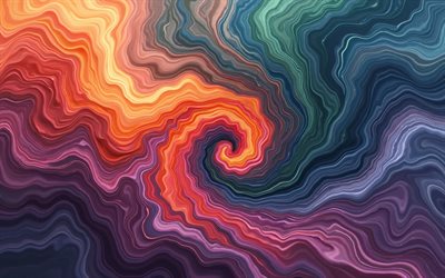 خلفية دوامة ثلاثية الأبعاد ملونة, أمواج ملونة خلفية مجردة, خلفية دوامة مجردة, خلفية تجريدية التدرج, خلفية ملونة إبداعية