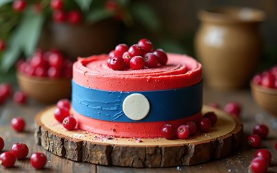 bandera de laos pintada en pastel, 4k, bandera de laos, hornada, laos, pastel con bayas, pastel con la bandera de laos, día de laos