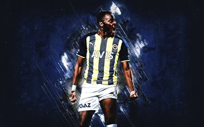 Bright Osayi Samuel, Fenerbahce, Nigerian footballer, blue stone background, football, Turkey